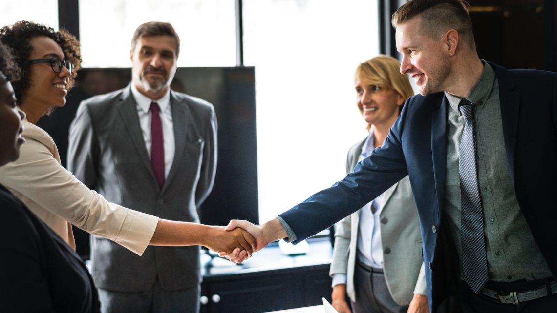 Office introduction, handshake